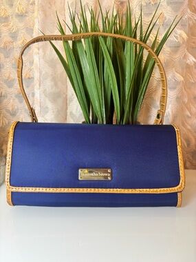 Samantha Brown Navy Shoulder Bag with Tan Trim